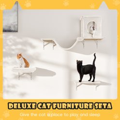 KAMABOKO 6 Pieces Hammock Wall-Mounted Shelves Climber Set Cat Tree with Bed, White slide 2 of 6