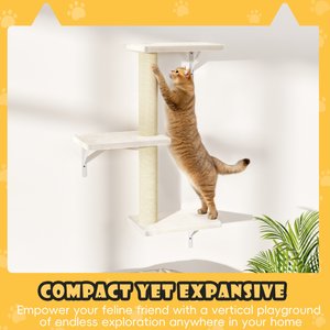 KAMABOKO 6 Pieces Hammock Wall-Mounted Shelves Climber Set Cat Tree with Bed, White