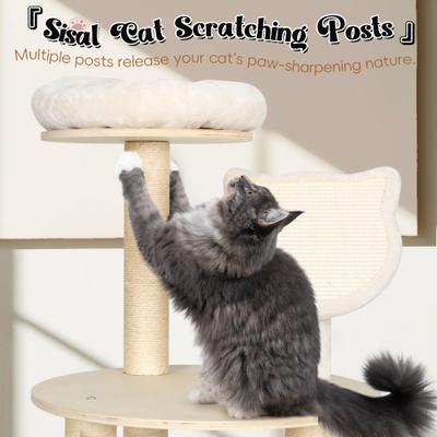 Show full view: KAMABOKO 64-in Tall Wooden Cat Tree with Cat Condo, Hammock & Top Perch slide 5 of 6