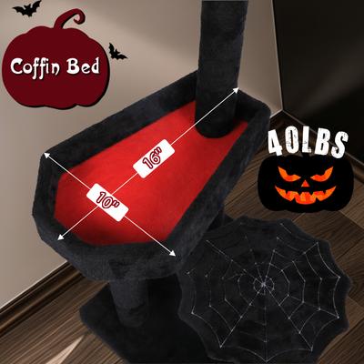 Show full view: KAMABOKO Gothic 49-in Cat Tree with Coffin Bed, Black slide 6 of 7