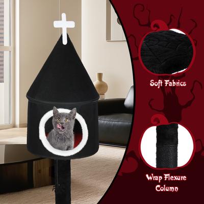 Show full view: KAMABOKO Gothic 49-in Cat Tree with Coffin Bed, Black slide 4 of 7