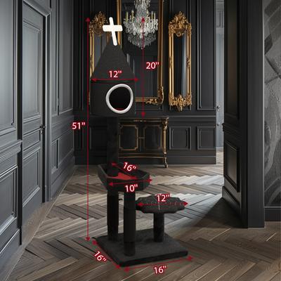 Show full view: KAMABOKO Gothic 49-in Cat Tree with Coffin Bed, Black slide 2 of 7