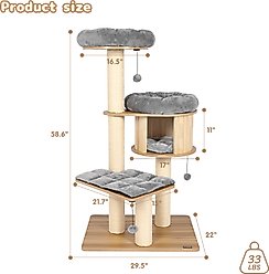 KAMABOKO 58.6-in Modern Wood Cat Tree slide 2 of 6