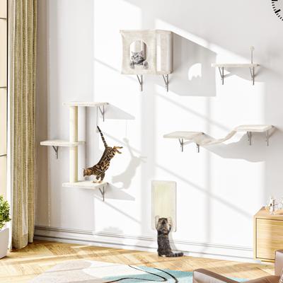 Show full view: KAMABOKO 5 Pieces Cat Shelves Set Cat Tree, Beige slide 7 of 8