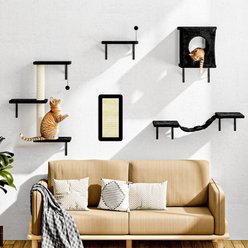 KAMABOKO 5 Pieces Cat Shelves Set Cat Tree, Black