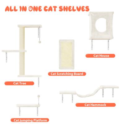 Show full view: KAMABOKO 5 Pieces Cat Shelves Set Cat Tree, Beige slide 4 of 8