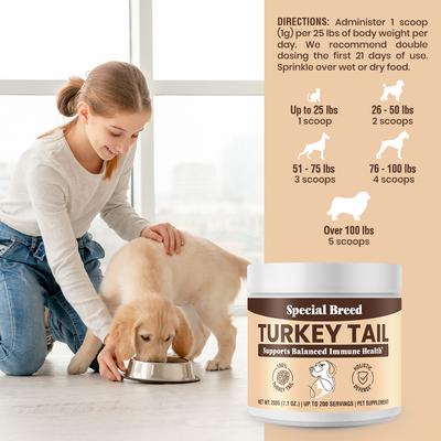 Show full view: Special Breed Turkey Tail Mushroom Flavored Powder Canine Immune Support Supplement for Dogs & Cats, 7.1-oz jar slide 8 of 9