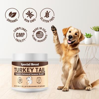 Show full view: Special Breed Turkey Tail Mushroom Flavored Powder Canine Immune Support Supplement for Dogs & Cats, 7.1-oz jar slide 5 of 9