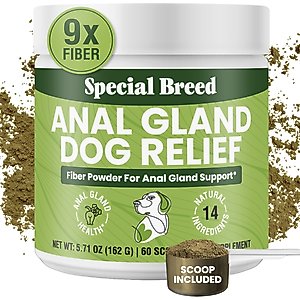 Special Breed Anal Gland Relief Fiber Powder Digestive Aid Supplement for Dogs, 5.71-oz jar, 60 scoops