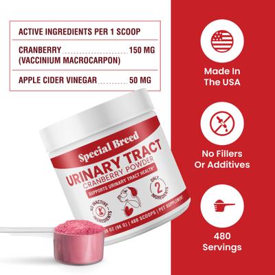 Show full view: Special Breed Cranberry Flavored Powder Urinary Tract Health Supplement for Dogs, 3.38-oz jar, 480 scoops slide 8 of 8