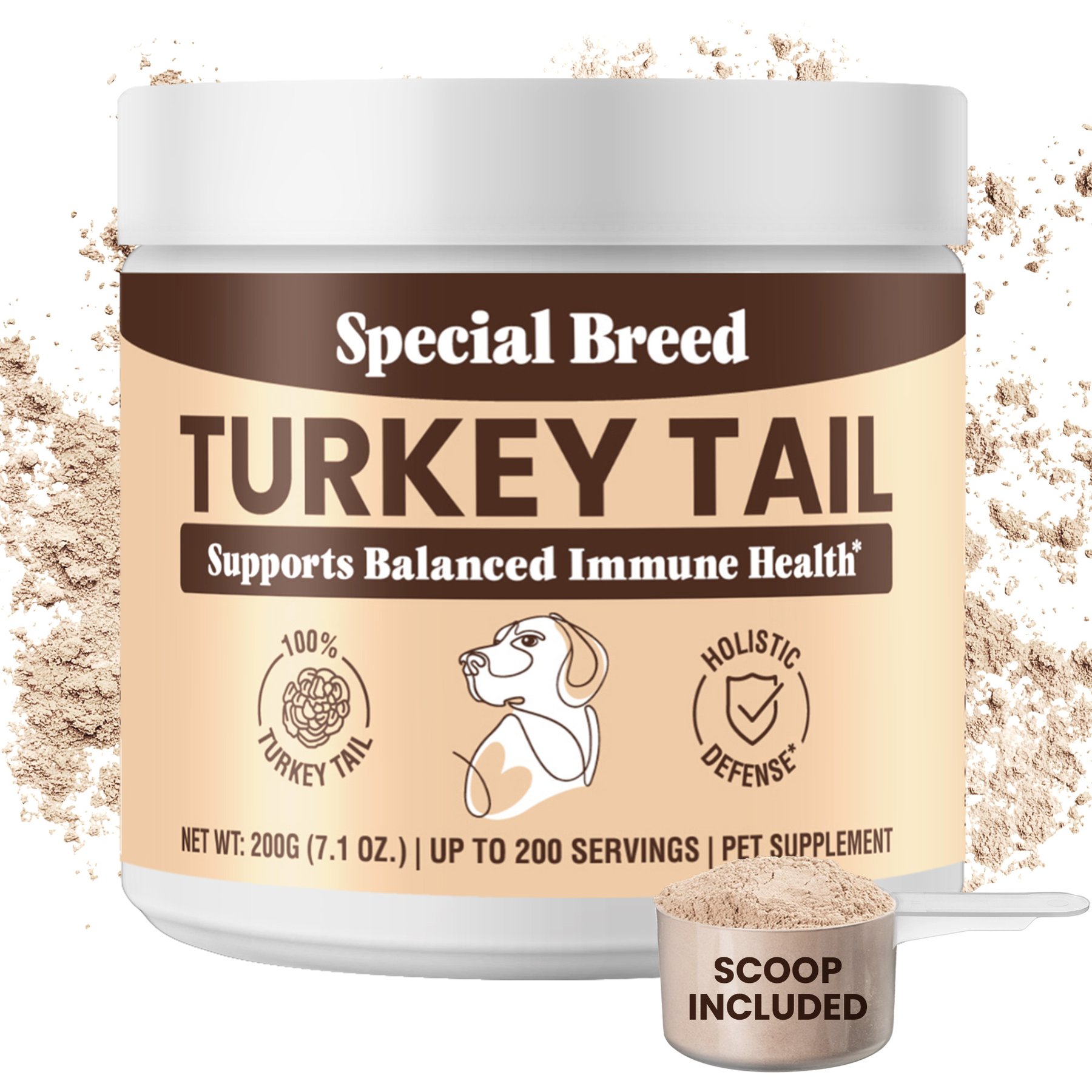 Special Breed Turkey Tail Mushroom Powder Canine Immune Support for Dogs & Cats, 7.1-oz jar