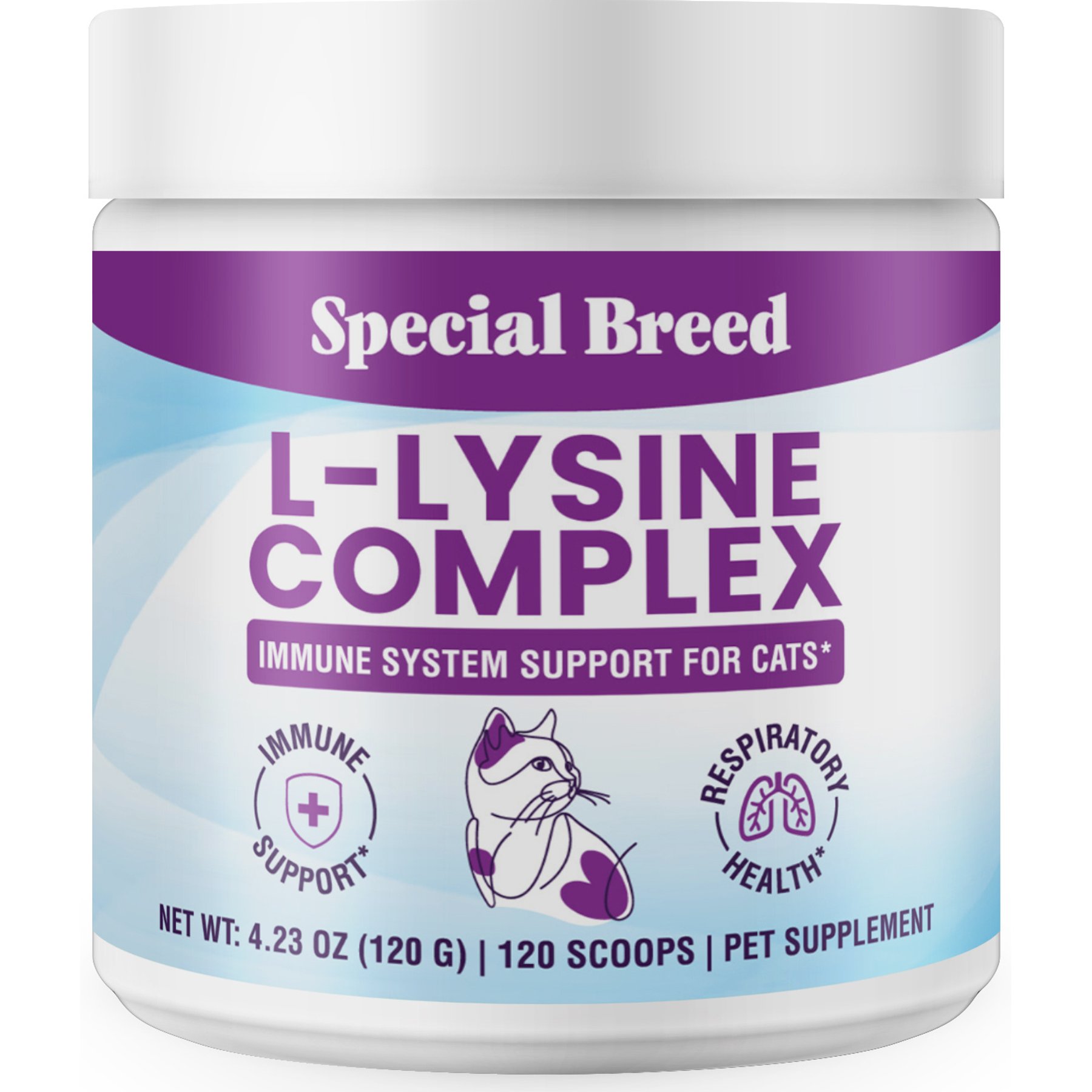 Special Breed L-Lysine Powder Immune System Supplement for Kittens & Cats, 4.23-oz jar, 120 scoops