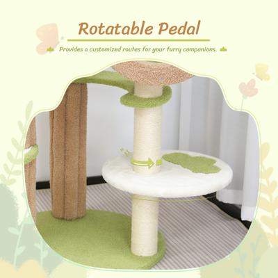 Show full view: KAMABOKO 63-in Cute Cat Tree with Teddy Fleece, Green slide 6 of 7