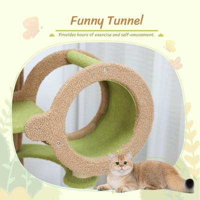 Show full view: KAMABOKO 63-in Cute Cat Tree with Teddy Fleece, Green slide 7 of 7