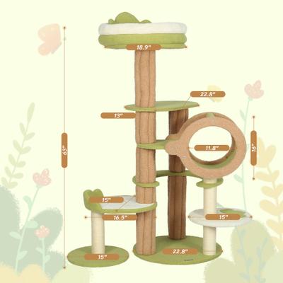 Show full view: KAMABOKO 63-in Cute Cat Tree with Teddy Fleece, Green slide 3 of 7
