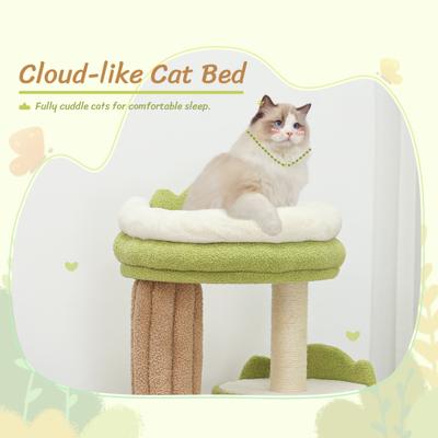 Show full view: KAMABOKO 42.5-in Cute Cat Tree with Teddy Fleece, Green slide 4 of 6