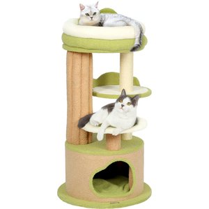 KAMABOKO 42.5-in Cute Cat Tree with Teddy Fleece, Green
