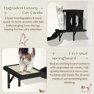Show full view: KAMABOKO 7-in-1 Wall Mounted Climber Set Cat Tree, Black slide 4 of 6