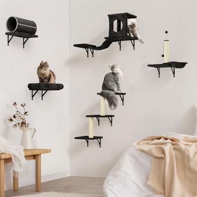 Show full view: KAMABOKO 7-in-1 Wall Mounted Climber Set Cat Tree, Black slide 6 of 6