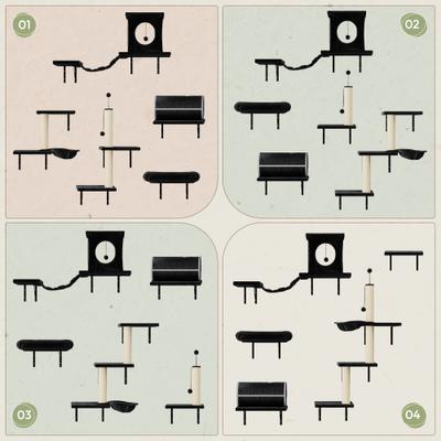 Show full view: KAMABOKO 7-in-1 Wall Mounted Climber Set Cat Tree, Black slide 5 of 6