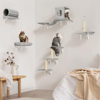 Show full view: KAMABOKO 7-in-1 Wall Mounted Climber Set Cat Tree, Beige slide 6 of 6