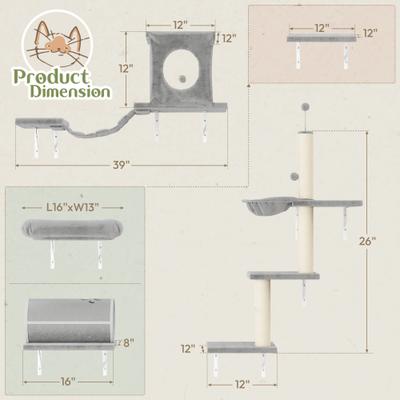 Show full view: KAMABOKO 7-in-1 Wall Mounted Climber Set Cat Tree, Beige slide 2 of 6