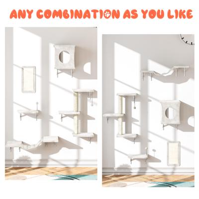 Show full view: KAMABOKO 5 Pieces Cat Shelves Set Cat Tree, Beige slide 5 of 8