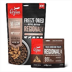 ORIJEN Regional Red Epic Bites Freeze-Dried Dry Food, 6-oz bag + Regional Red Grain-Free High-Protein Freeze-Dried Dog Treats, 1.5-oz bag slide 1 of 9
