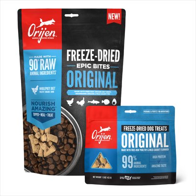 ORIJEN ORIJEN Original Epic Bites Freeze-Dried Dry Food, 6-oz bag + Original Grain-Free Freeze-Dried Dog Treats, 1.5-oz bag