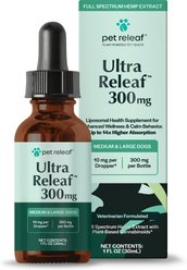 Pet Releaf Ultra Releaf Liposome 300-mg Full Spectrum Hemp Extract Oil Liquid Calming Supplement for Medium & Large Dogs, 1-fl oz bottle