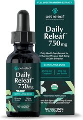 Pet Releaf Daily Releaf 750-mg Organic Full Spectrum Hemp Extract Oil Supplement for X-Large Dogs, 1-fl oz bottle slide 1 of 3