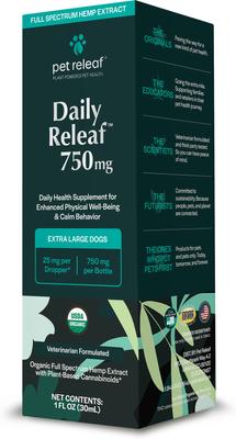 Show full view: Pet Releaf Daily Releaf 750-mg Organic Full Spectrum Hemp Extract Oil Supplement for X-Large Dogs, 1-fl oz bottle slide 3 of 5