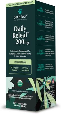 Show full view: Pet Releaf Daily Releaf 200-mg Organic Full Spectrum Hemp Extract Oil Supplement for Medium Dogs, 1-fl oz bottle slide 3 of 5