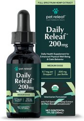 Pet Releaf Daily Releaf 200-mg Organic Full Spectrum Hemp Extract Oil Supplement for Medium Dogs, 1-fl oz bottle
