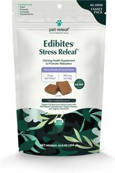 Pet Releaf Edibites Stress Releaf Organic Peanut Butter & Carob Flavored Chew 6-mg Full Spectrum Hemp Extract Calming Supplement for Dogs, 50 count