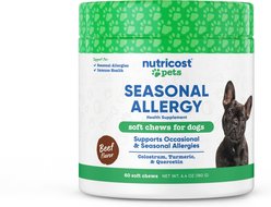 Nutricost Pets Seasonal Allergy Beef Flavor Chew Supplement for Dogs, 60 count