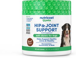 Nutricost Pets Hip & Joint Support Beef Flavor Chew Supplement for Dogs, 60 count