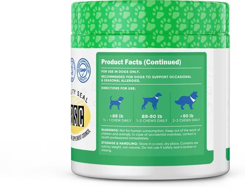 Show full view: Nutricost Pets Seasonal Allergy Beef Flavor Chew Supplement for Dogs, 60 count slide 3 of 5