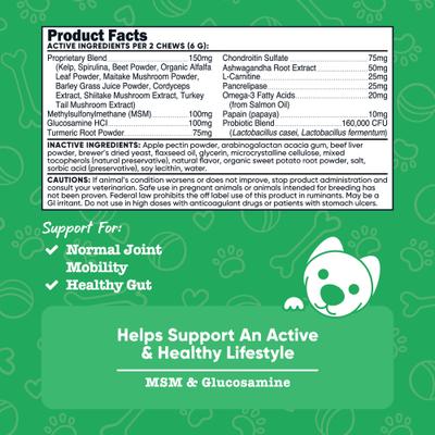 Show full view: Nutricost Pets Multi-Functional Beef Flavor Chew Supplement for Dogs, 60 count slide 5 of 5