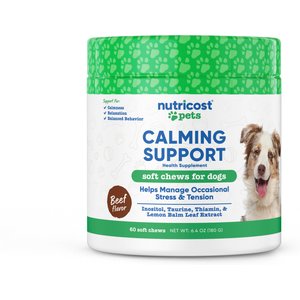 Nutricost Pets Calming Support Beef Flavor Chew Supplement for Dogs, 60 count