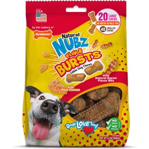 Nylabone Nubz Adult Bacon & Cheese Flavor Bursts Dog Chew Treats, Large, 20 count