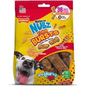 Nylabone Nubz Adult Bacon & Cheese Flavor Bursts Dog Chew Treats, Small, 36 count