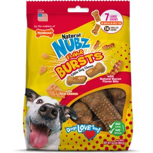 Nylabone Nubz Adult Bacon & Cheese Flavor Bursts Dog Chew Treats, Large, 7 count