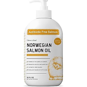 Chew + Heal Norwegian Salmon Oil Skin & Coat Supplement for Dogs & Cats, 32-fl oz bottle