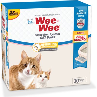 Wee-Wee Wee-Wee Four Paws Litter Box Cat Pee Pads, 11 x 17-in, 30 count