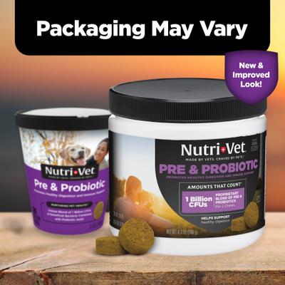 Show full view: Nutri-Vet Pre & Probiotics Soft Chews Digestive Supplement for Dogs, 120 count slide 8 of 9