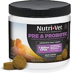 Nutri-Vet Pre & Probiotics Soft Chews Digestive Supplement for Dogs, 120 count