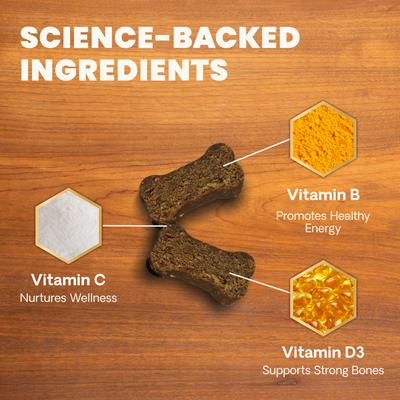 Show full view: VetriScience Canine Plus 27+ Active Health Veggie Flavored Chews Daily Multivitamin Supplement for Dogs, 30 count slide 4 of 10