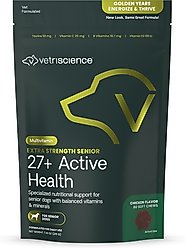 VetriScience Golden Years Energize & Thrive Extra Strength Senior 27+ Active Health Chicken Flavored Chews Multivitamin Supplement for Senior Dogs, 60 count