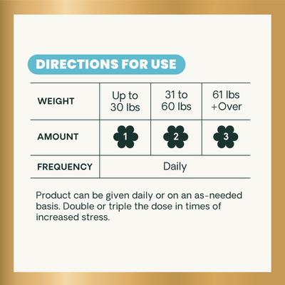 Show full view: VetriScience Golden Years Senior Calm & Confident Chicken Flavored Chews with Colostrum Calming & Brain Health Supplement for Senior Dogs, 60 count slide 8 of 10